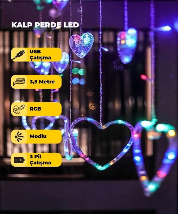 Kalpli Dekoratif RGB (Çok Renkli)  Led USB & Pilli - 3,5 Metre - Animasyonlu - Image 1