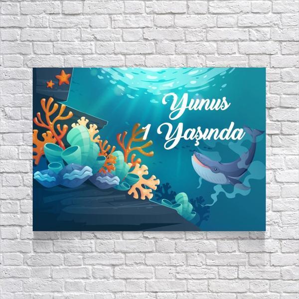 Deniz Yunus Temalı Doğum Günü Afişi 35X50 cm - Image 1