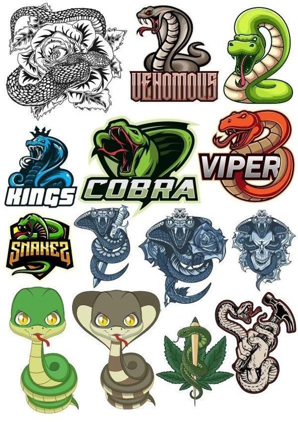 Yılan Cobra Sticker 13 Parça Telefon, Tablet, Defter, Laptop Sticker - Image 1