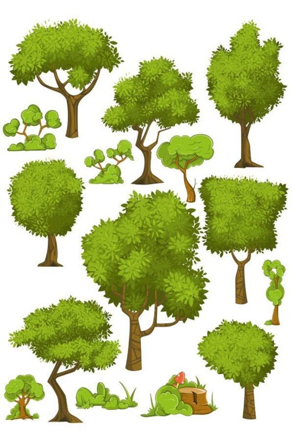 Ağaçlar sticker Set-1 15 Parça Telefon, Tablet, Defter, Laptop Sticker - Image 1