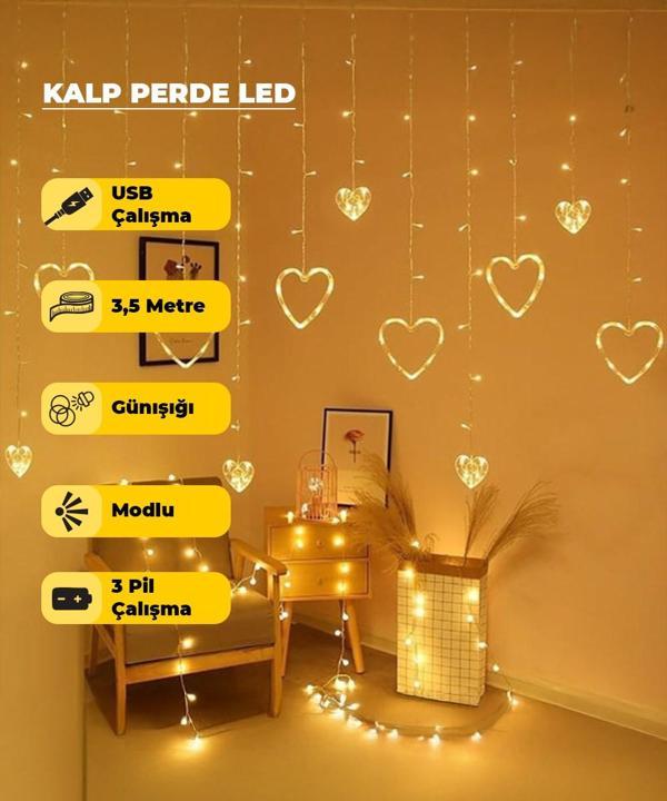 Kalpli Dekoratif Günışığı  Led USB & Pilli - 3,5 Metre - Animasyonlu - Image 1