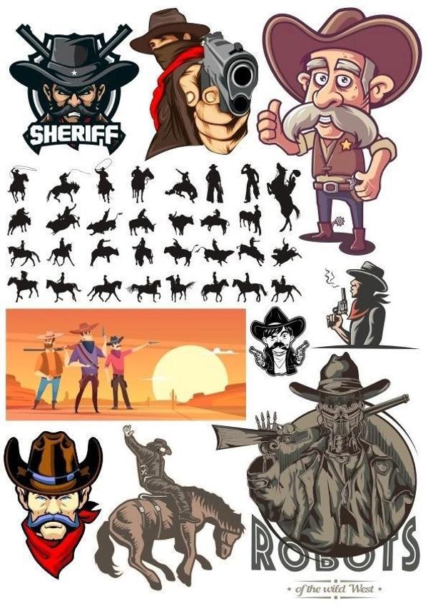 Kowboy Vahşi Batı Sticker Set 25 Parça Telefon, Tablet, Defter, Laptop Sticker - Image 1