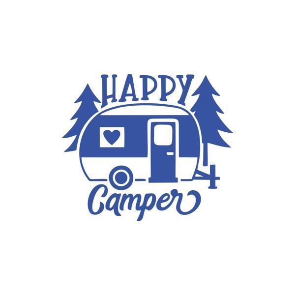 Happy Camper Sticker 17x17 Cm Mavi - Image 1