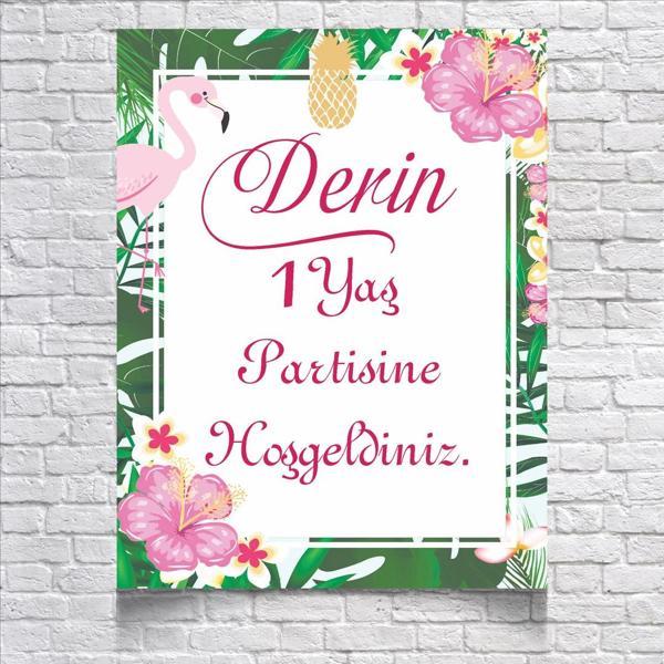 Flamingo Temalı Doğum Günü Karşılama Afişi 35X50 cm - Image 1
