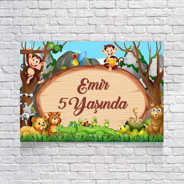 Hayvanat Bahçesi Temalı Doğum Günü Afişi 100X150 cm - Image 1