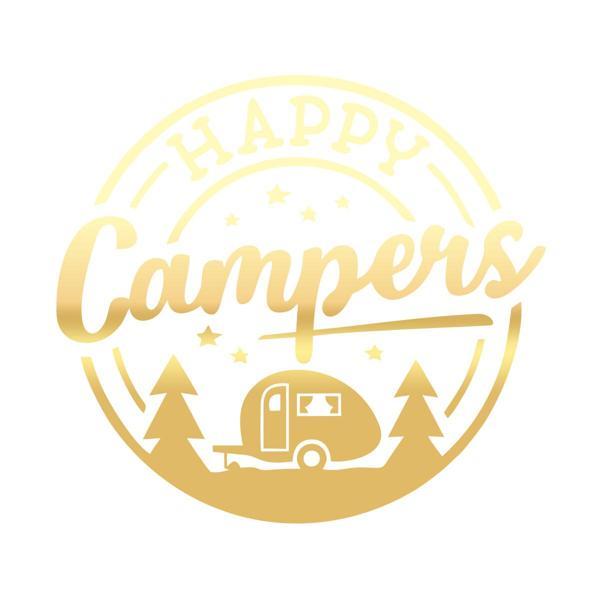 Happy Campers Sticker 17x17 Cm Gold - Image 1