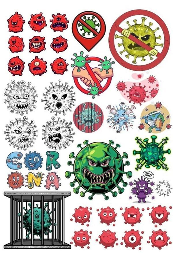 Virüs Bakteri Sticker Set-1 32 Parça Telefon, Tablet, Defter, Laptop Sticker - Image 1