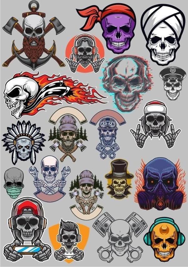 Kurukafa Sticker Set-3 24 Parça Telefon, Tablet, Defter, Laptop Sticker - Image 1