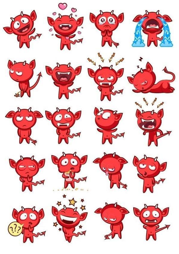 Şeytan Çocuk Sticker Set 20 Parça Telefon, Tablet, Defter, Laptop Sticker - Image 1