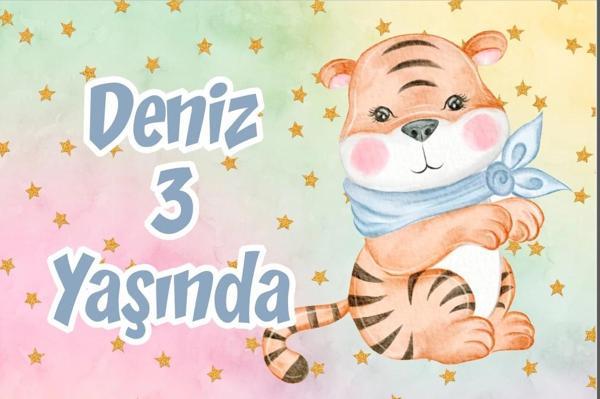 Sevimli Kaplan Doğum Günü Afişi 100X150 cm - Image 1