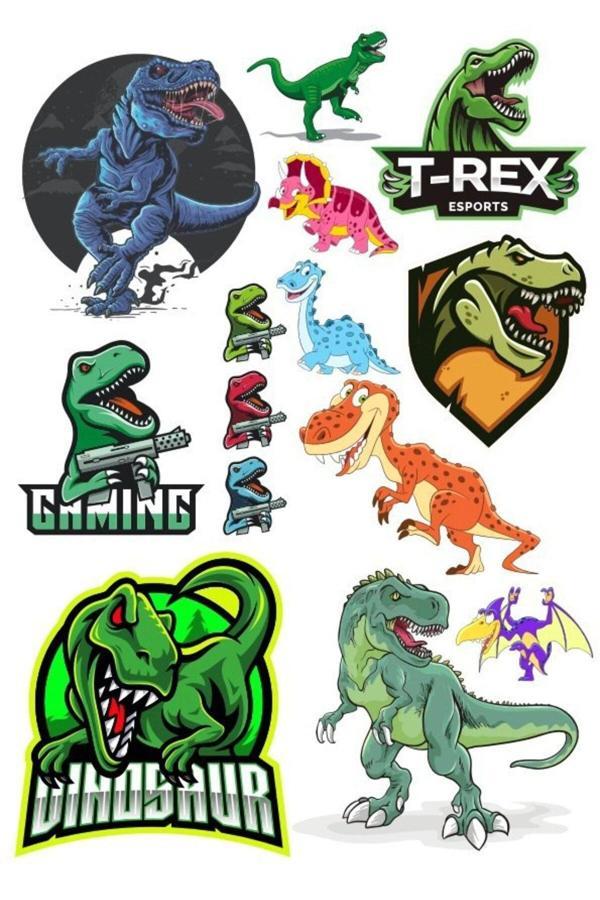 Dinazor Sticker Set-1 14 Parça Telefon, Tablet, Defter, Laptop Sticker - Image 1