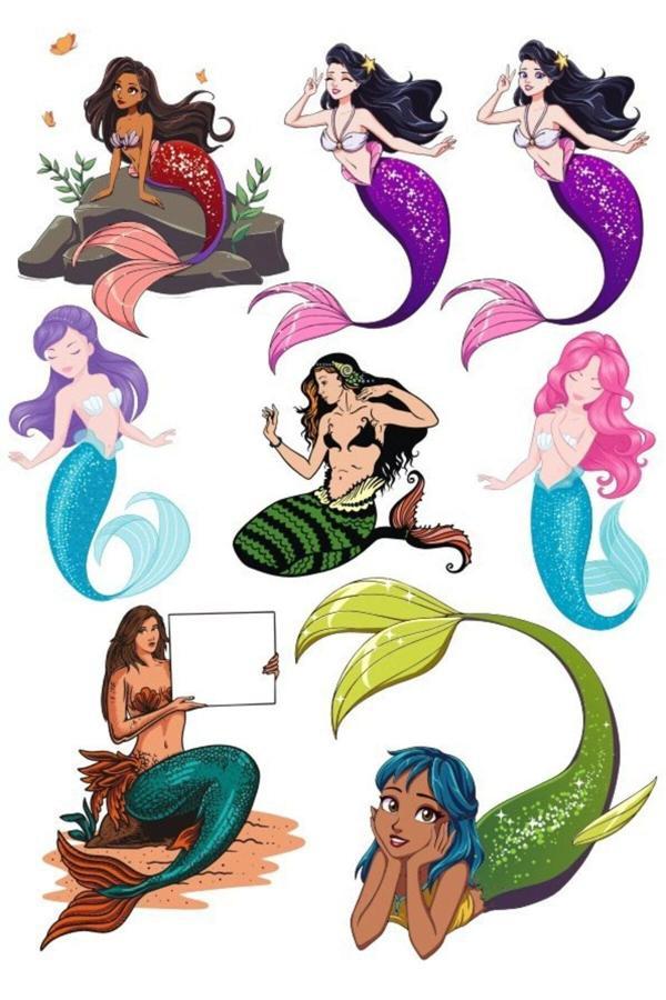 Deniz Kızı Sticker Set-1 9 Parça Telefon, Tablet, Defter, Laptop Sticker - Image 1