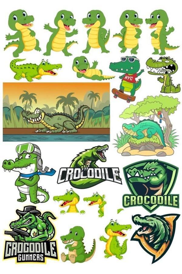 Timsah Sticker Set 11 15 Parça Telefon, Tablet, Defter, Laptop Sticker - Image 1