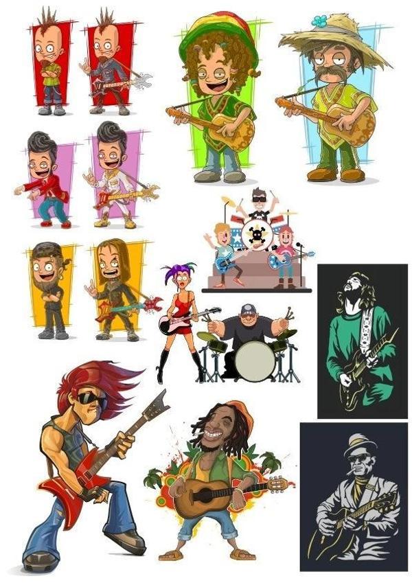 Müzisyen Sticker Set-1 12 Parça Telefon, Tablet, Defter, Laptop Sticker - Image 1