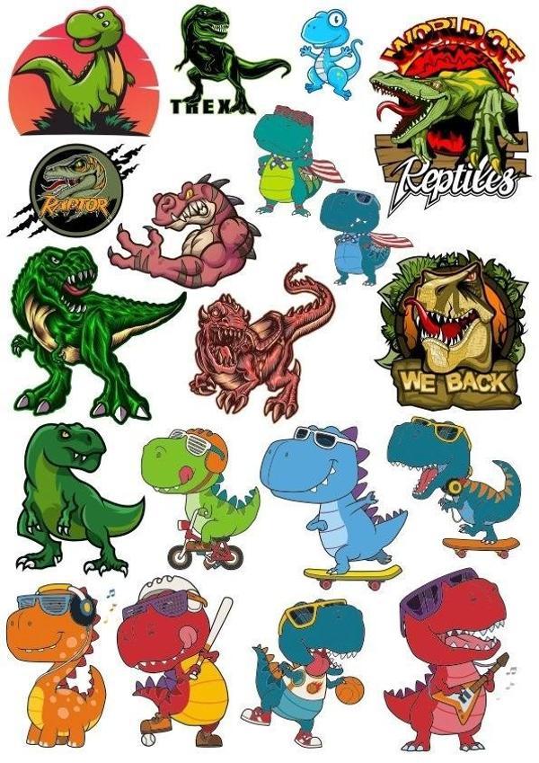 Dinozor Sticker Set 13 16 Parça Telefon, Tablet, Defter, Laptop Sticker - Image 1