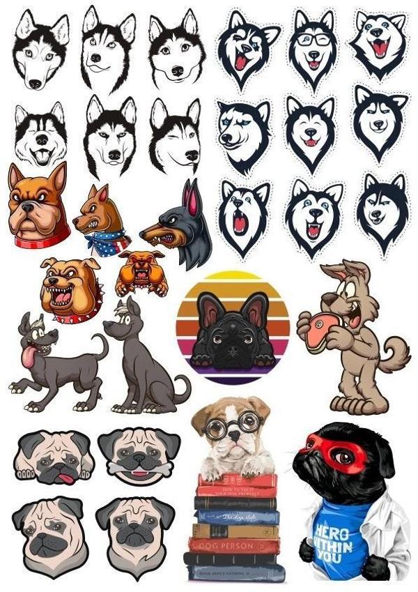 Sevimli Köpekler Sticker Set 25 Parça Telefon, Tablet, Defter, Laptop Sticker - Image 1