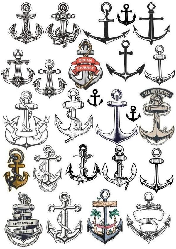 Deniz Çapası Sticker Set 25 Parça Telefon, Tablet, Defter, Laptop Sticker - Image 1