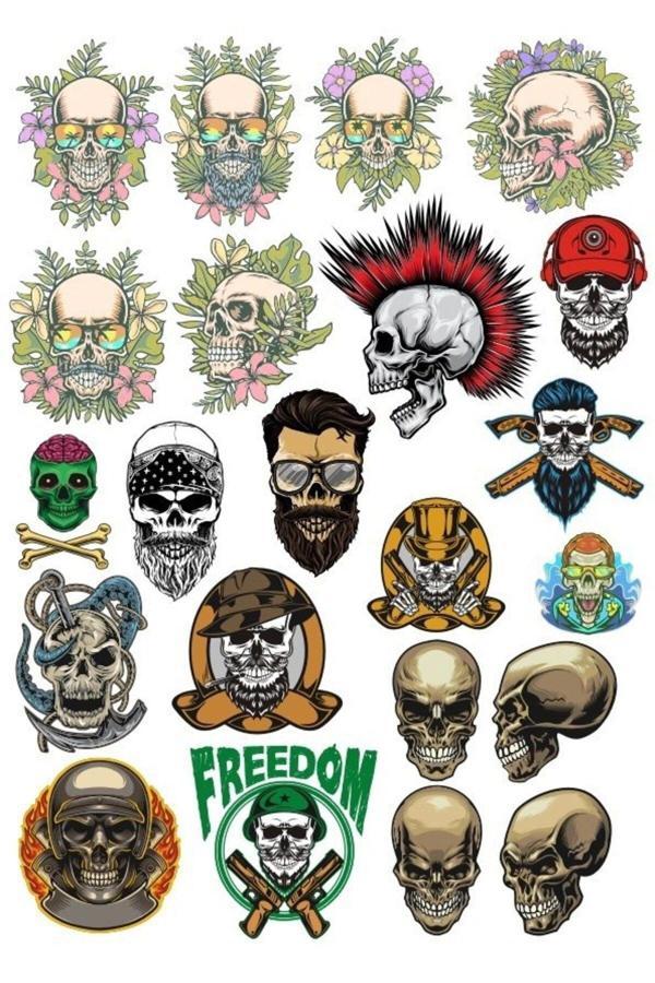 Kurukafa Sticker Set-2 16 Parça Telefon, Tablet, Defter, Laptop Sticker - Image 1