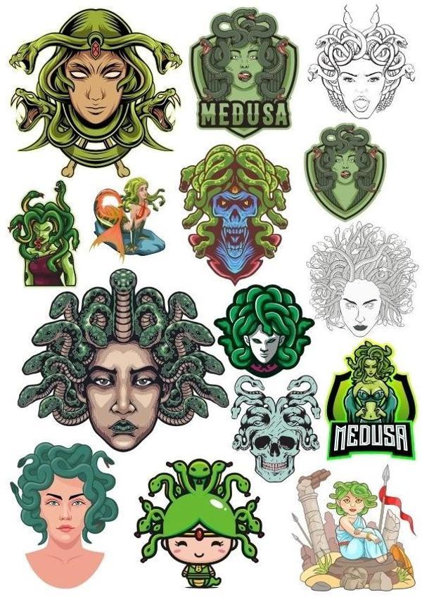 Medusa Sticker Set 14 Parça Telefon, Tablet, Defter, Laptop Sticker - Image 1