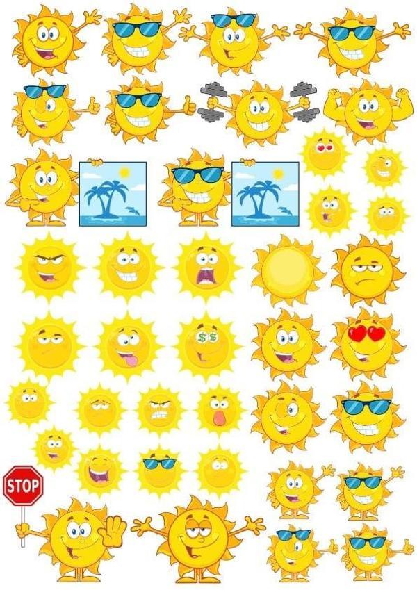Güneş Sticker Set 24 Parça Telefon, Tablet, Defter, Laptop Sticker - Image 1