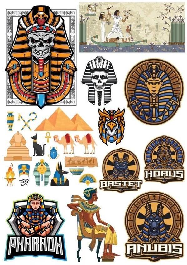 Mısır ve Firavun Sticker Set 1 16 Parça Telefon, Tablet, Defter, Laptop Sticker - Image 1