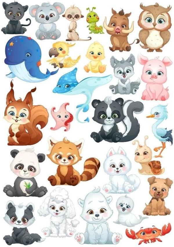 Sevimli Deniz Hayvanları ve Hayvanlar Sticker Set 1 - Image 1