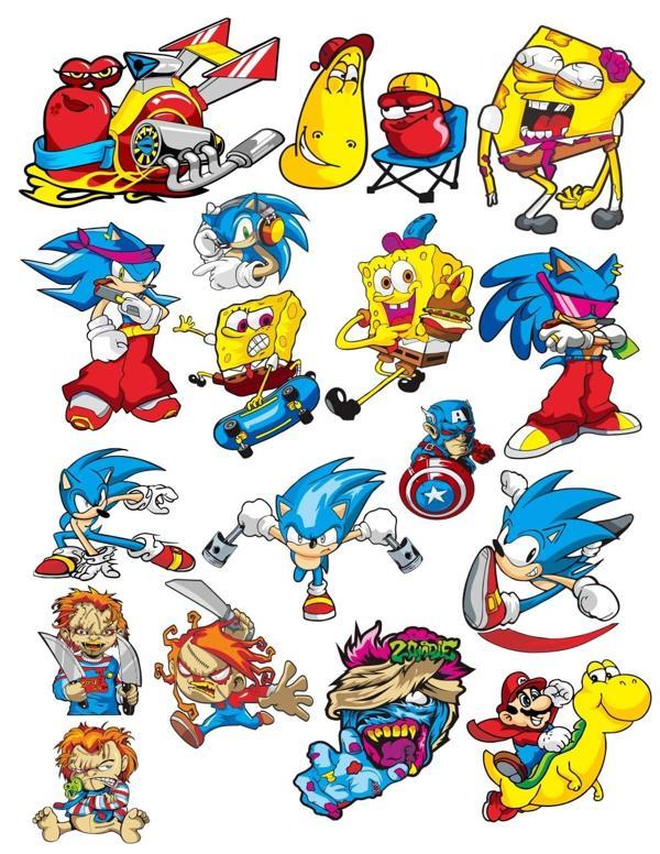 Karakterler Sticker Set 5 21 Parça Telefon, Tablet, Defter, Laptop Sticker - Image 1