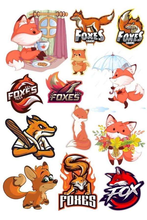 Tilki Sticker Set-1 13 Parça Telefon, Tablet, Defter, Laptop Sticker - Image 1