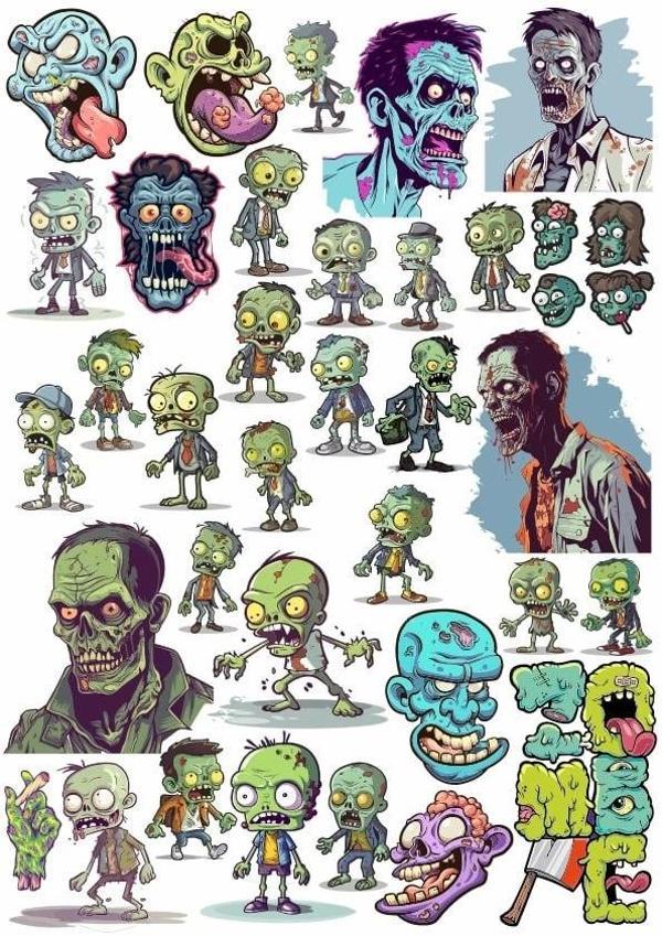 Zombiler Sticker Set 8 25 Parça Telefon, Tablet, Defter, Laptop Sticker - Image 1