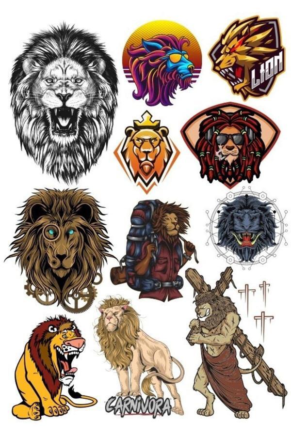Aslan Sticker Set -5 12 Parça Telefon, Tablet, Defter, Laptop Sticker - Image 1