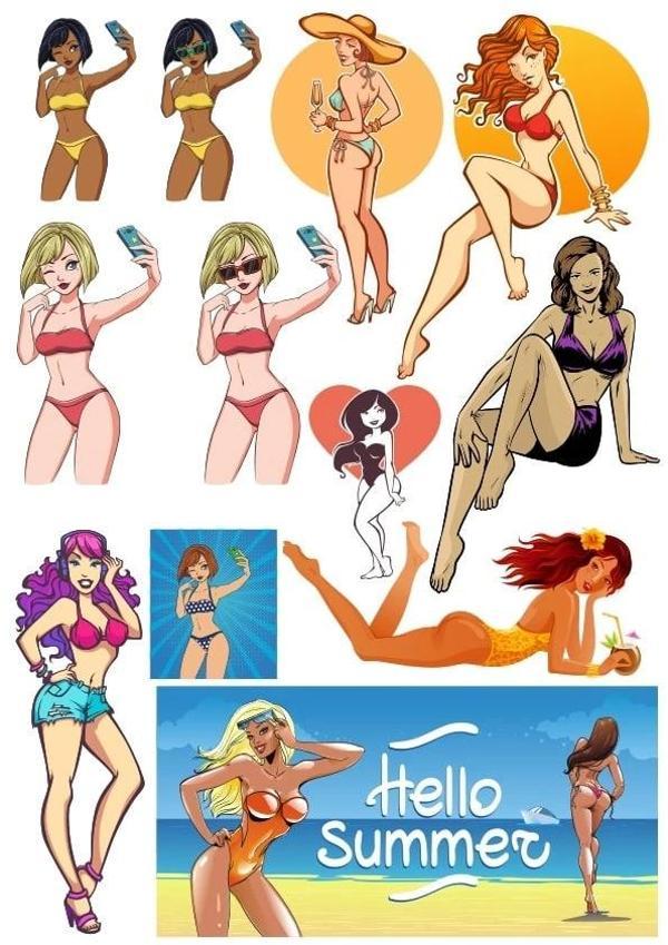 Hello Summer Sticker Set 1 13 Parça Telefon, Tablet, Defter, Laptop Sticker - Image 1