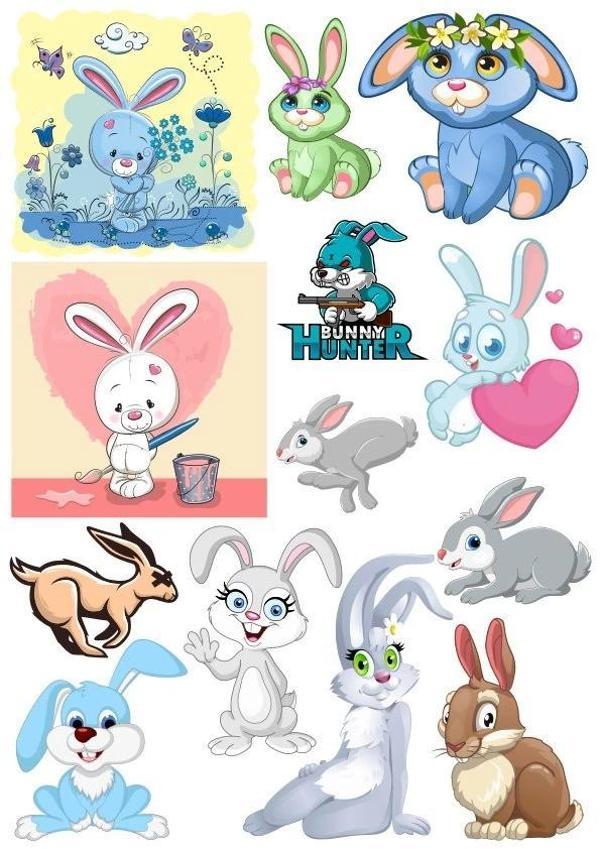 Tavşan Sticker Set-2 20 Parça Telefon, Tablet, Defter, Laptop Sticker - Image 1