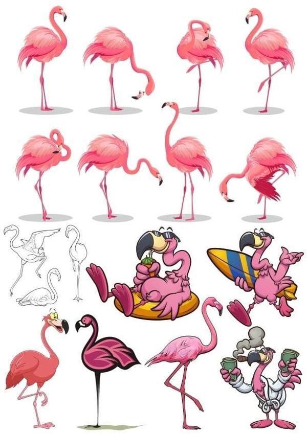 Flamingo Sticker Set 2 16 Parça Telefon, Tablet, Defter, Laptop Sticker - Image 1
