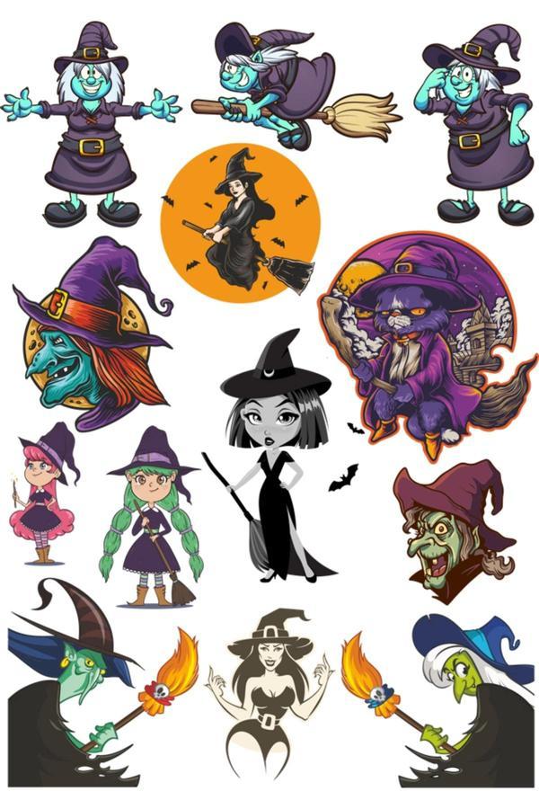 Cadı Sticker Set-1 13 Parça Telefon, Tablet, Defter, Laptop Sticker - Image 1