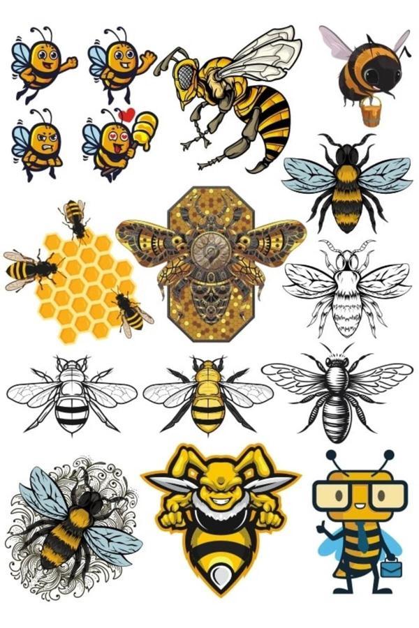 Arılar Sticker Set 6 15 Parça Telefon, Tablet, Defter, Laptop Sticker - Image 1