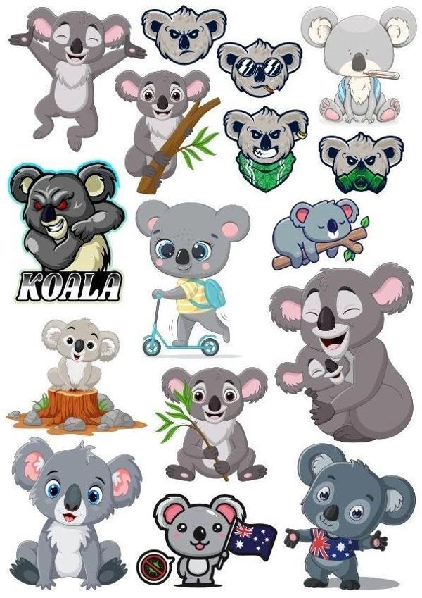 Koala Sticker Set-1 17 Parça Telefon, Tablet, Defter, Laptop Sticker - Image 1