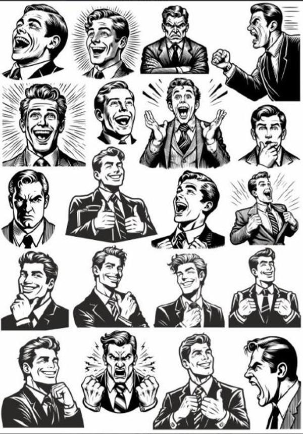 Siyah Beyaz Adam Sticker Set - Image 1