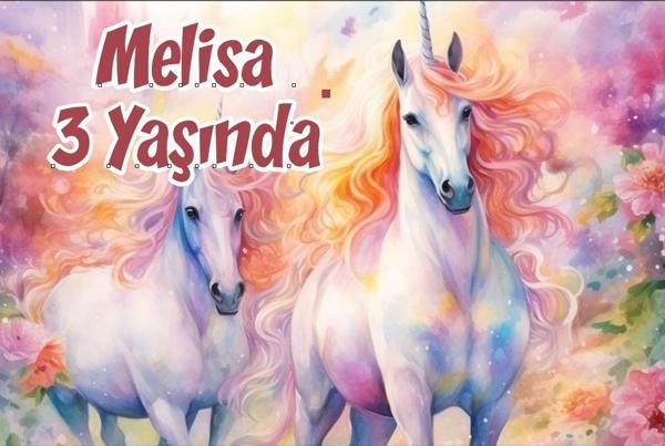 Büyük Unicornlar Temalı Doğum Günü Afişi 35X50 cm - Image 1