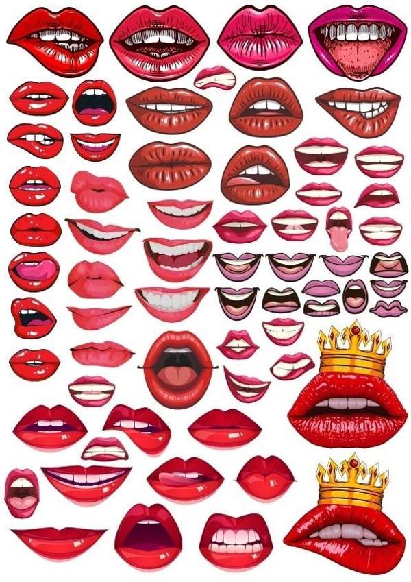 Dudaklar Sticker Set 2 28 Parça Telefon, Tablet, Defter, Laptop Sticker - Image 1