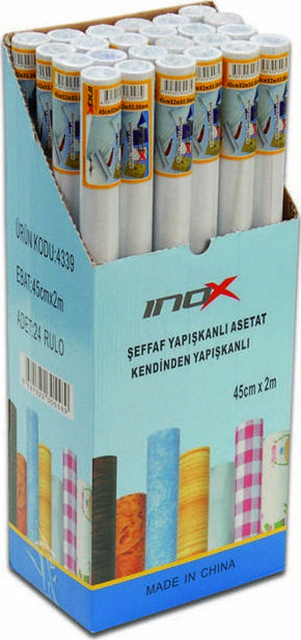 İnox Asetat Yapışkanlı Rulo 45 cm x 2 m Şeffaf 4339 - Image 1