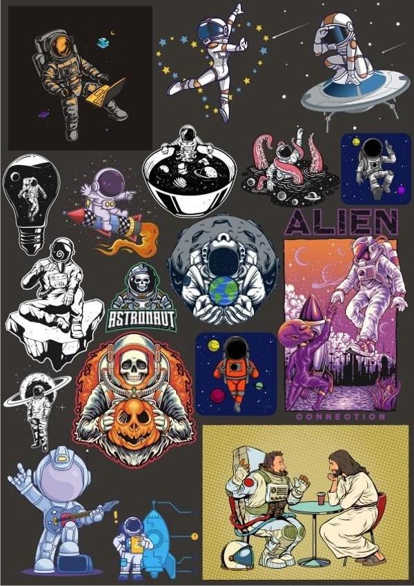 Retro Uzay Sticker Set 5 20 Parça Telefon, Tablet, Defter, Laptop Sticker - Image 1