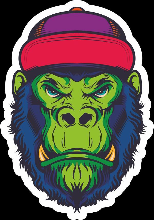 Kızgın Maymnun Sticker 10x10 cmRenkli Sticker - Image 1