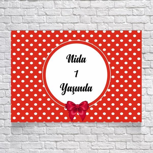 Kırmızı Puantiyeli Doğum Günü Afişi 35X50 cm - Image 1