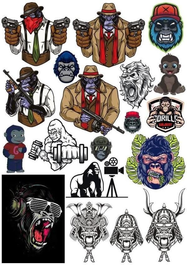 Mafya Goril Sticker Set 1 18 Parça Telefon, Tablet, Defter, Laptop Sticker - Image 1