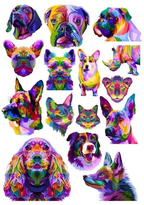 Tasarım Hayvanlar Sticker Set-1 15 Parça Telefon, Tablet, Defter, Laptop Sticker - Image 1