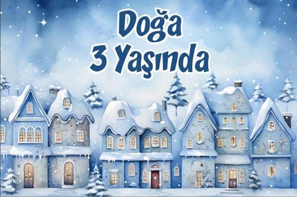 Kış ve Evler Temalı Doğum Günü Afişi 50X70 cm - Image 1