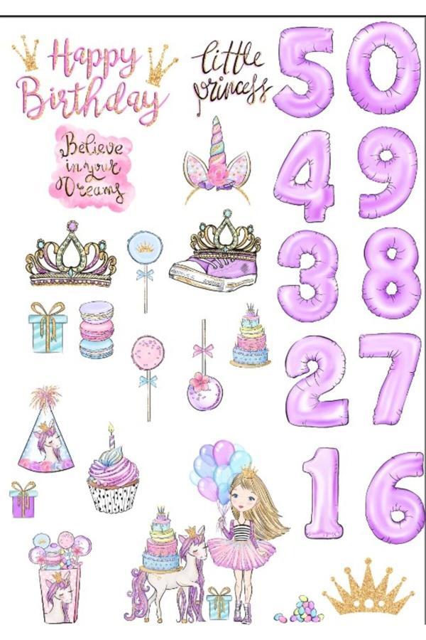 Prenses Doğum Günü Sticker Set - Image 1