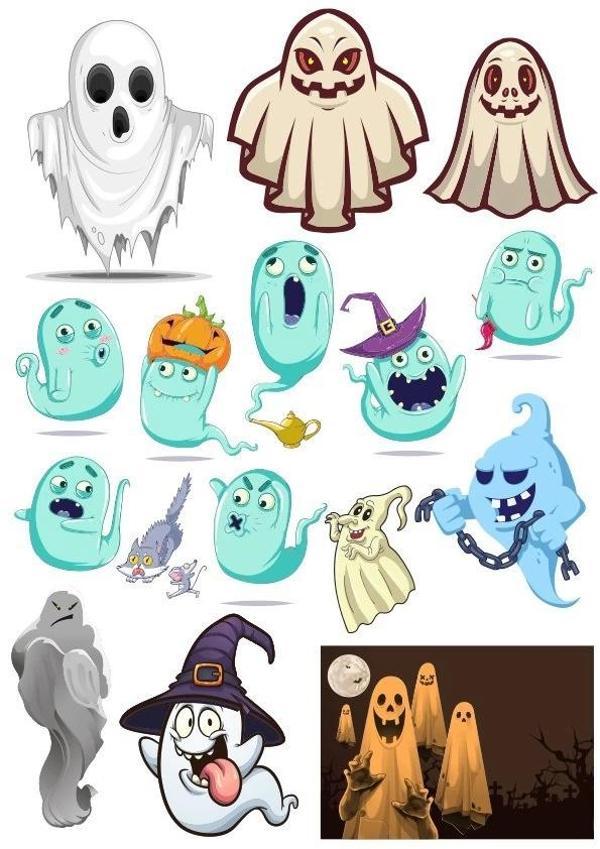 Hayalet Sticker Set-2 17 Parça Telefon, Tablet, Defter, Laptop Sticker - Image 1