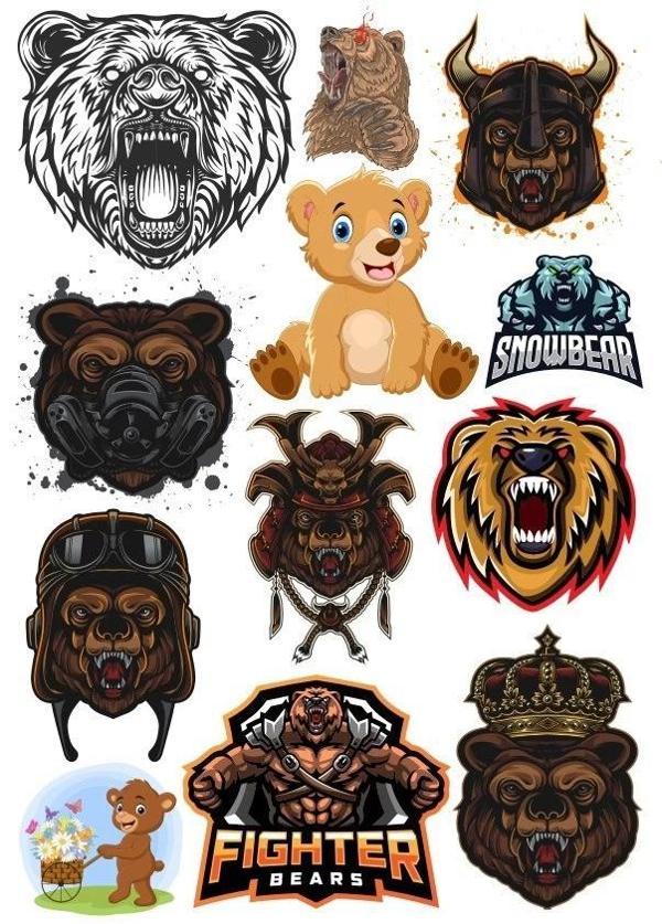 Ayı Sticker Set-9 12 Parça Telefon, Tablet, Defter, Laptop Sticker - Image 1