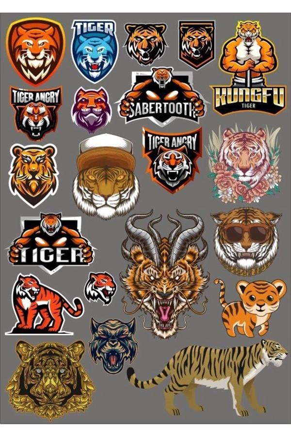 Tiger Kaplan Sticker Set-2 17 Parça Telefon, Tablet, Defter, Laptop Sticker - Image 1